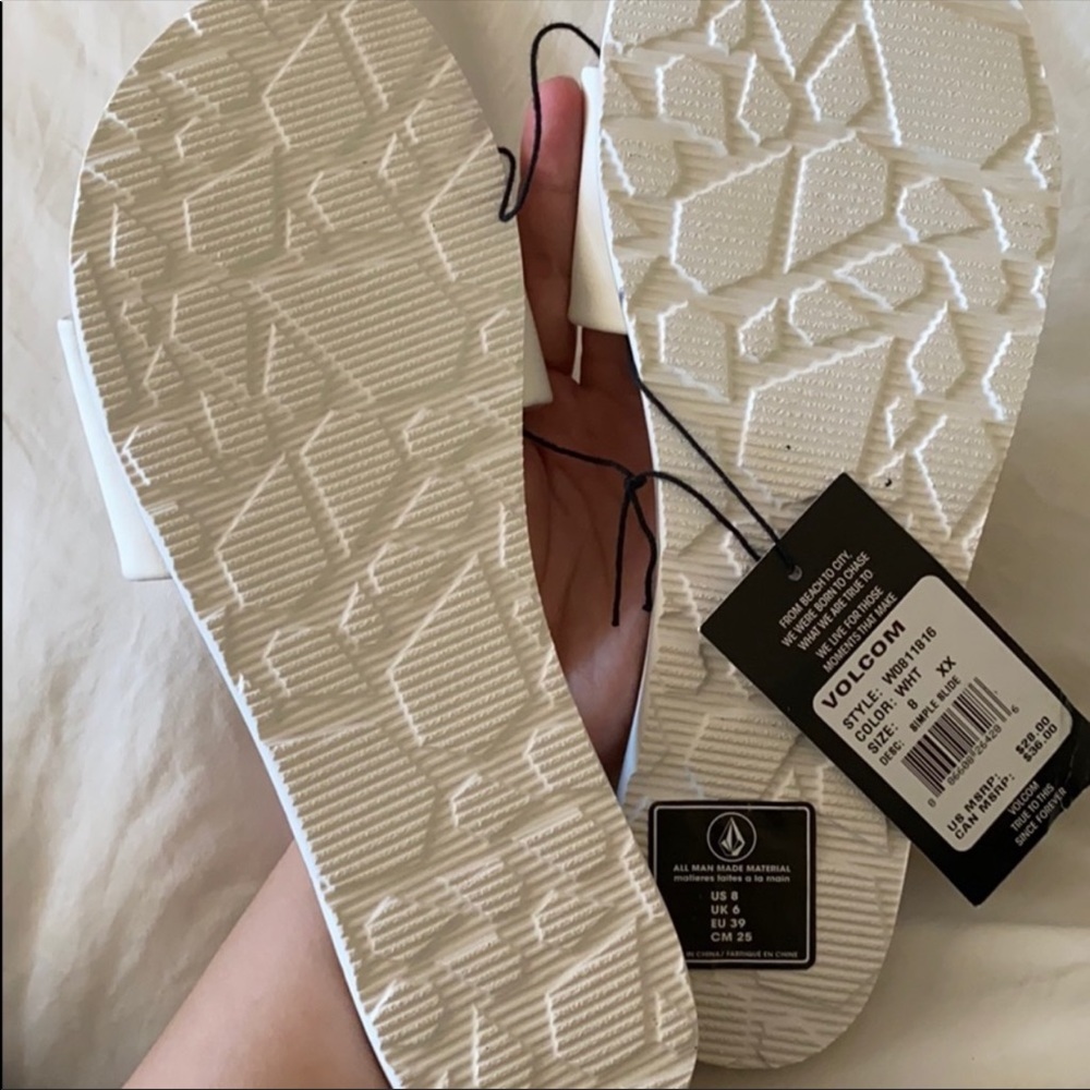 White Volcom Simple Slide Sandals Size 8 - image 3